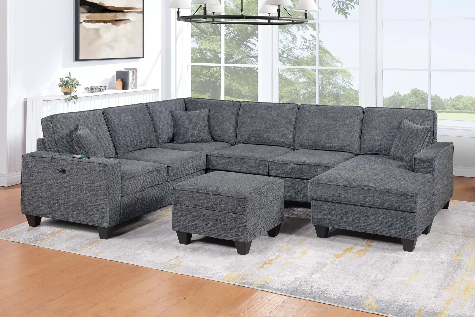 NEW SOFA-SECTIONAL with OTTOMAN and PILLOWS - NEW IN BOX