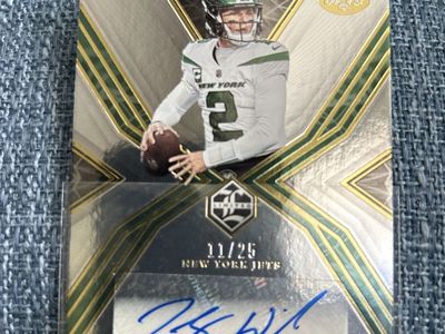 Zach Wilson 2021 Panini Limited Ink New York Jets Auto Card 11/25, Rookie Season Auto Football ( His BYU Jersey Number #11)