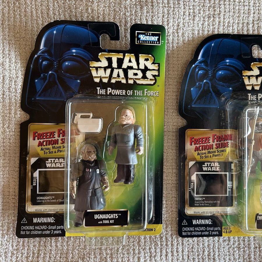 90’s Kenner Star Wars Power of the Force Green Card Ugnaughts Action Figures Set