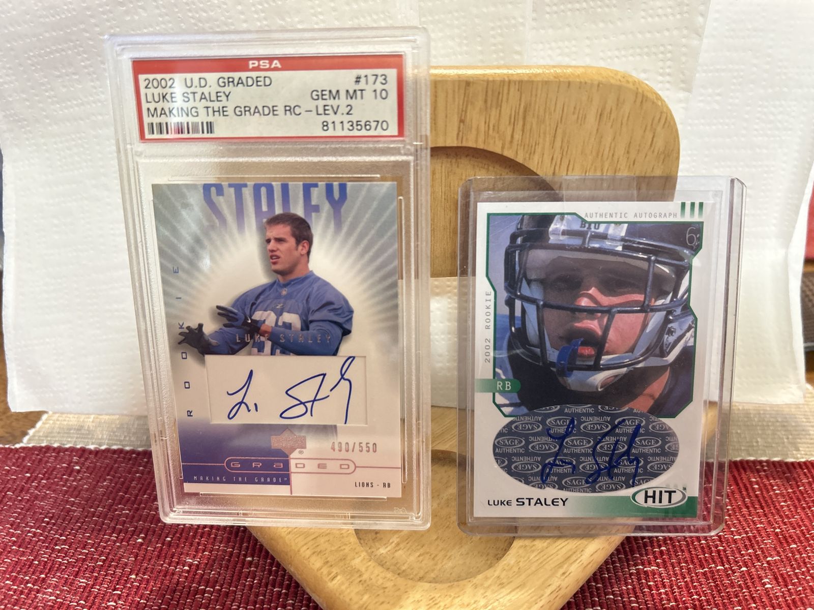 Luke Staley x (2) Certified Autograph PSA GEM 10 Rookie BYU COUGARS #490/550 Autograph