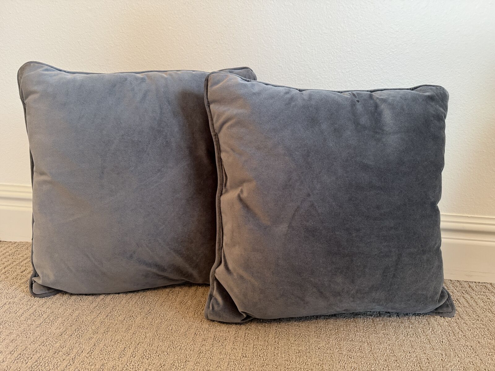 2 Gray Decorative Pillows 18x18
