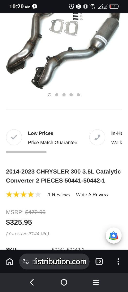 2014-2023 Chrysler 300 3.6L Catalytic Converters (2 PCS) 50441-50442-1 New in Box