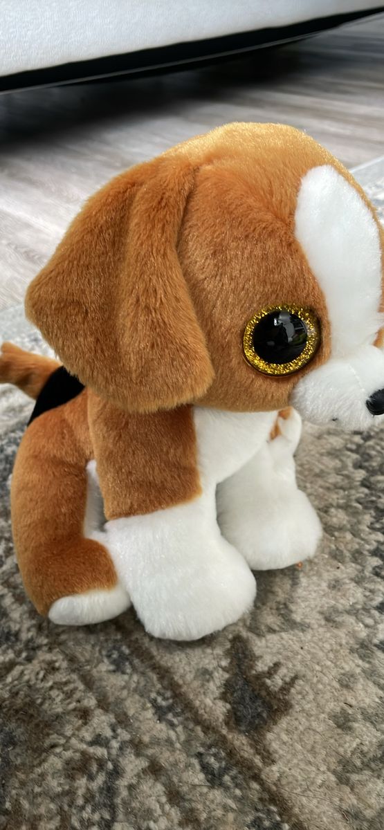 TY Beanie Boo Snicky The Puppy Dog 8 in Plush Gold Glitter Eyes Stuffed Toy