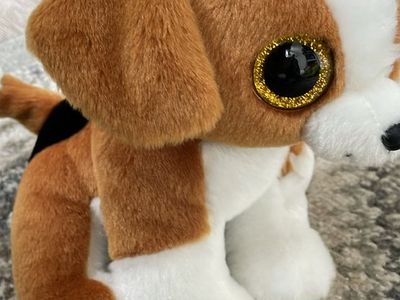 TY Beanie Boo Snicky The Puppy Dog 8 in Plush Gold Glitter Eyes Stuffed Toy