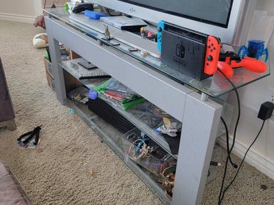 TV Stand High End Glass Metallic
