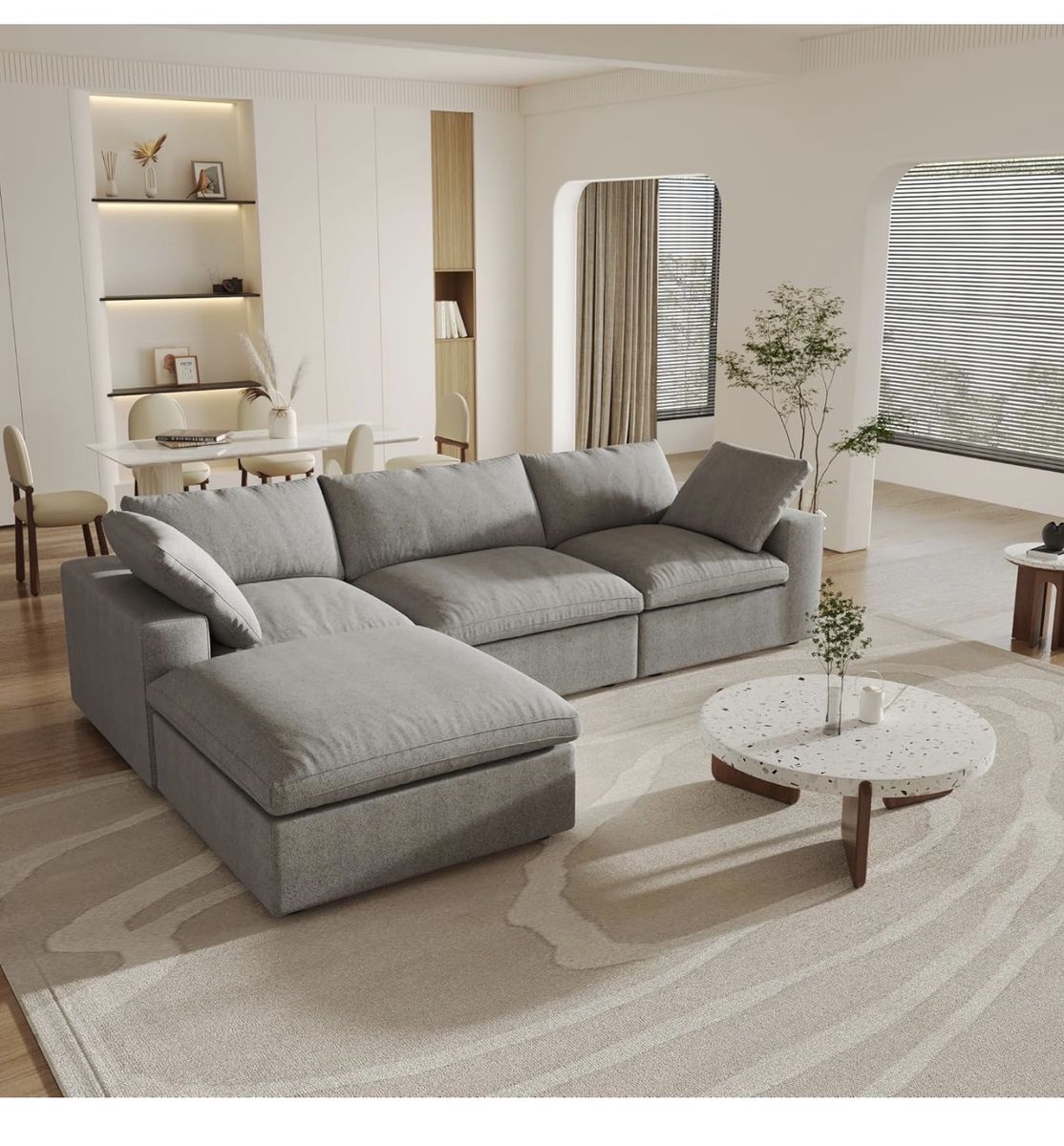 120" L Shape Cloud Sectional Couches for Living Room, Modern Convertible Modular Sofa