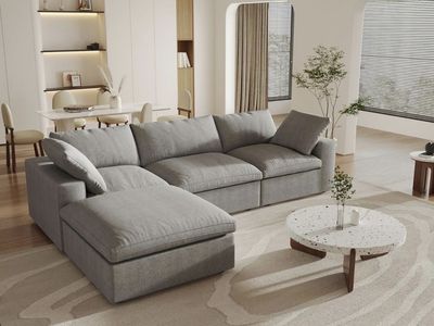 120" L Shape Cloud Sectional Couches for Living Room, Modern Convertible Modular Sofa
