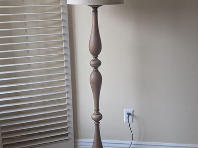 3-way Brown Faux Wood Resin Floor Lamp