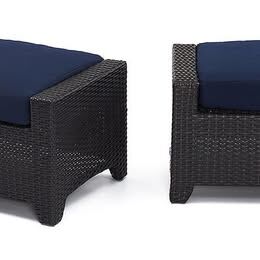 Set of 2 Sunbrella Outdoor Club Ottomans cushions (Black) (HL)
