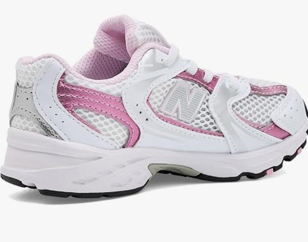 New Balance 530 Bungee Lace White Pink Kids Size 8 Sneakers