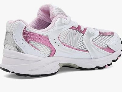 New Balance 530 Bungee Lace White Pink Kids Size 8 Sneakers