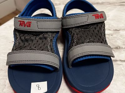 Teva Kids Outdoor Sandals Blue Grey Red Size 8 Toddler