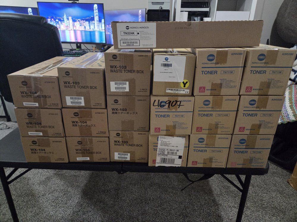 Konica Minolta Toner and Waste Box lot