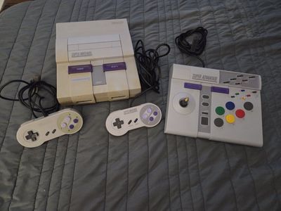 Nintendo Super NES Control Deck (SNS-001) with 2 Controllers & Super Advantage Arcade Stick