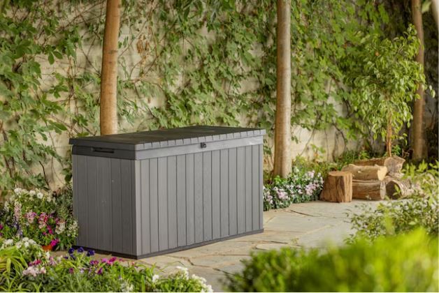 NEW! Keter Darwin Durable Outdoor Storage 150 Gallon Storage Box, Grey
