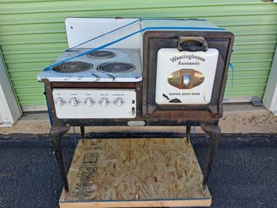 1928 Westinghouse Junior Console Range Electric Stove Original Porcelain Enamel