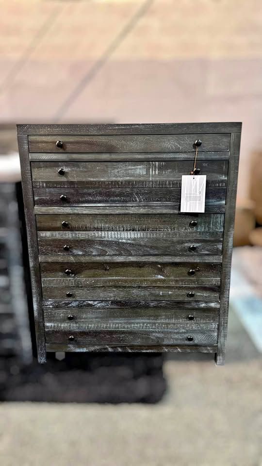 Solid Wood Tall Chest – Gunmetal Finish – $699