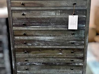 Solid Wood Tall Chest – Gunmetal Finish – $699