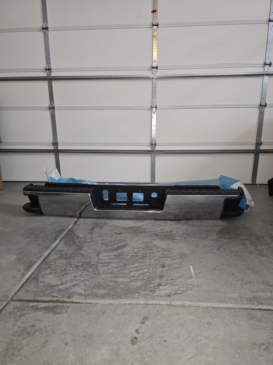 Chrome Rear Bumper Assembly (2015-2019) for GMC Sierra/Chevy Silverado 1500 - No Sensor Holes