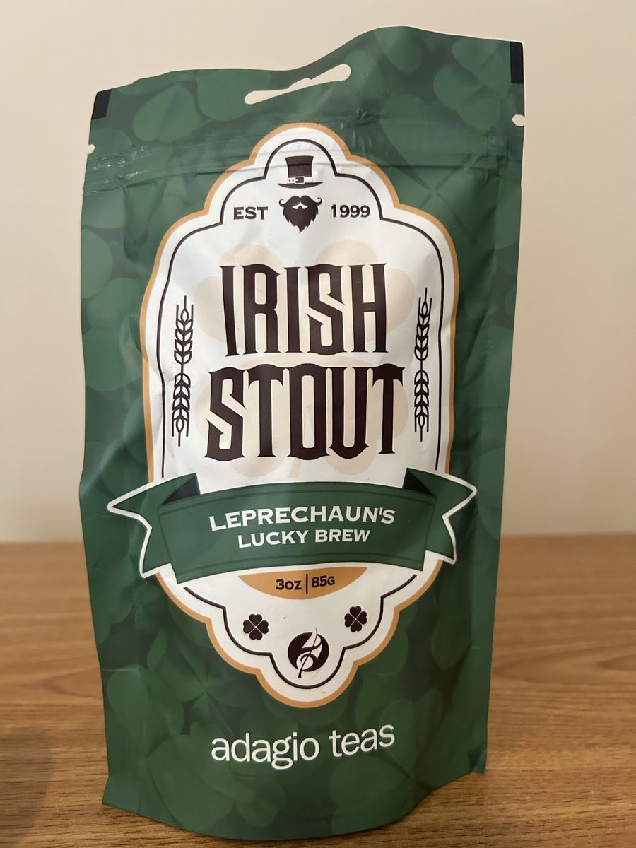 Adagio Teas Irish Stout Leprechaun's Lucky Brew Tea - 3oz Loose Leaf Black Tea Bonus two bags of loose leaf green tea