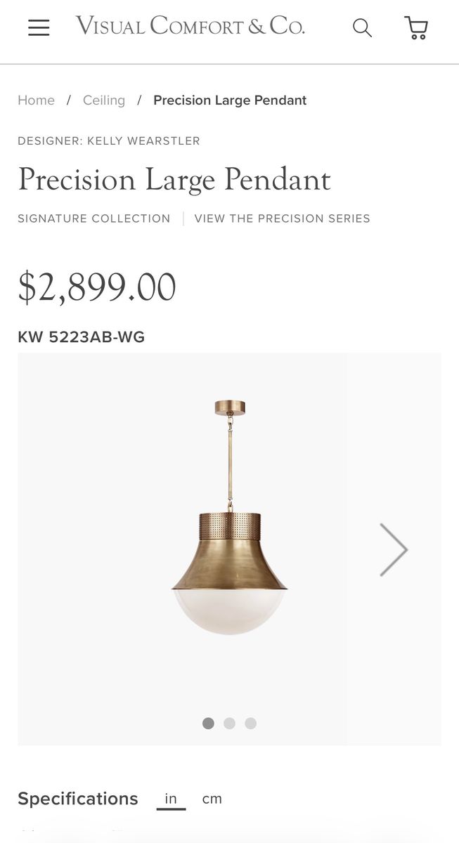 Visual Comfort Kelly Wearstler Pendant — $2,800 Retail — Brand New