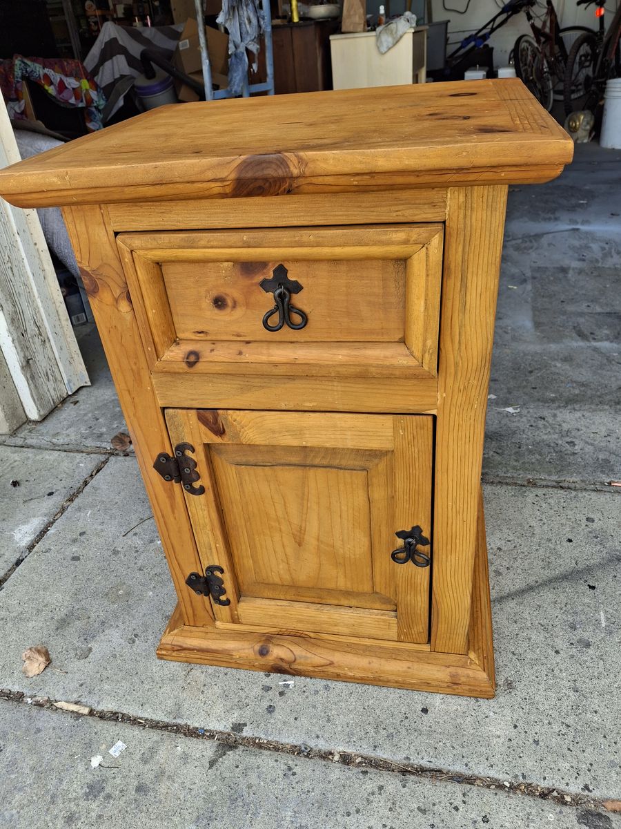 extra tall rusti wood night stand/LL