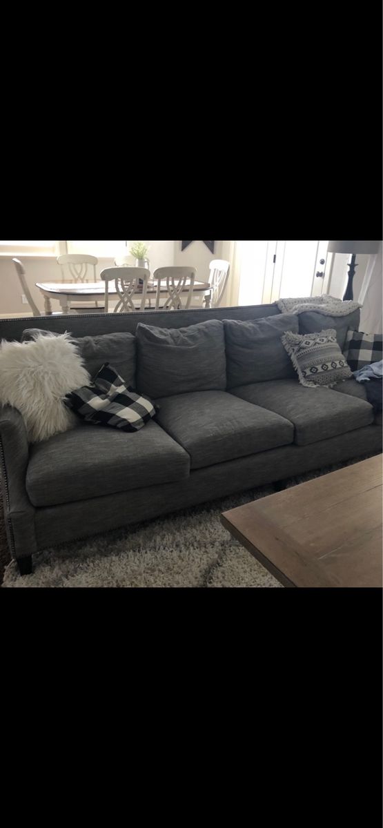 Beautiful high end gray Bernhardt 4 seater sofa please text only 
