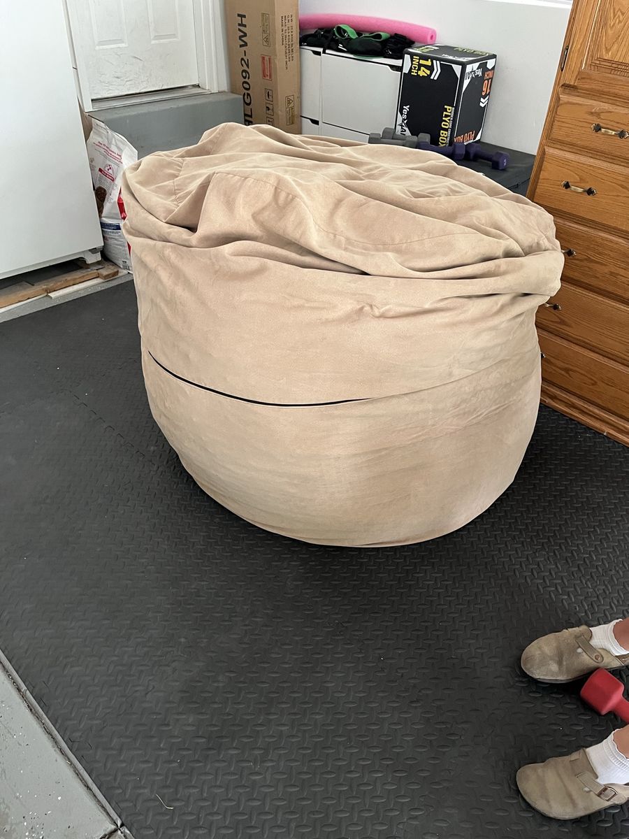 X Large Tan Suede Beanbag Chair