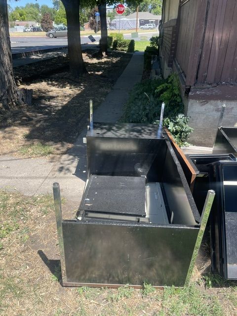FREE two metal desks. We were using these desks until July 1st and purchased new ones for our office