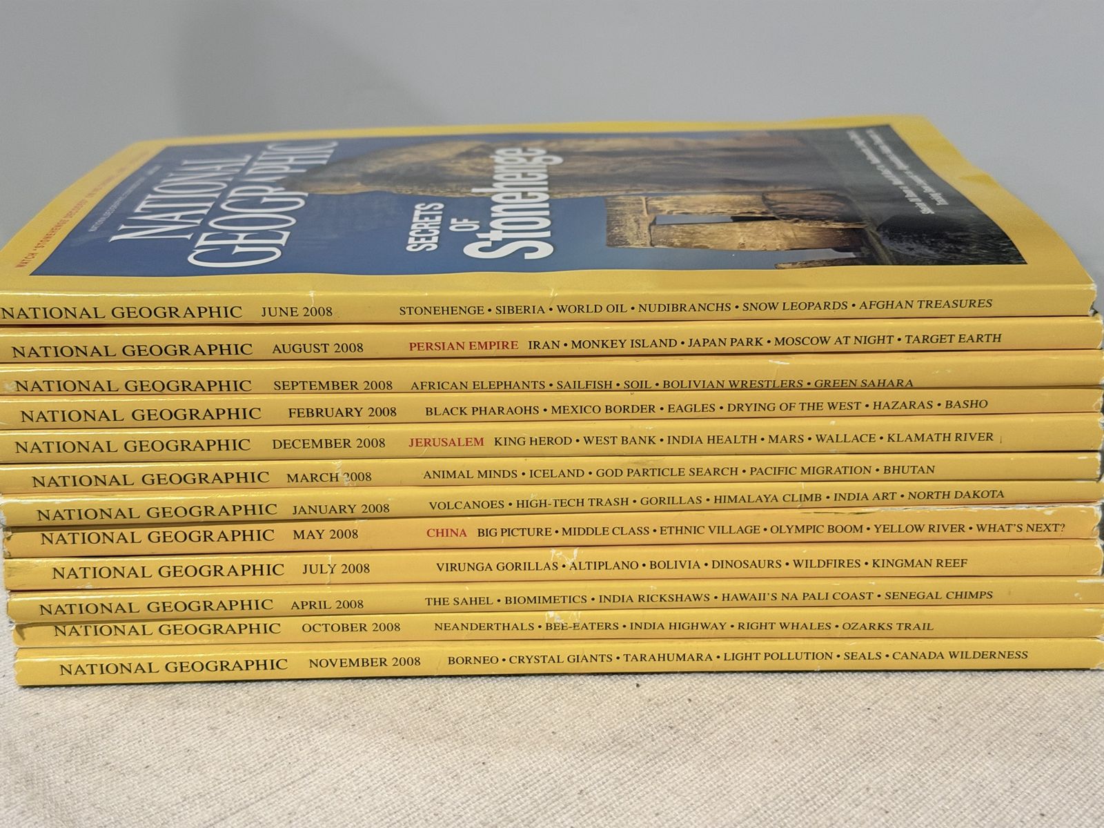 RARE Vintage 2008 National Geographic Magazine Lot - Complete Set of 12 Issues