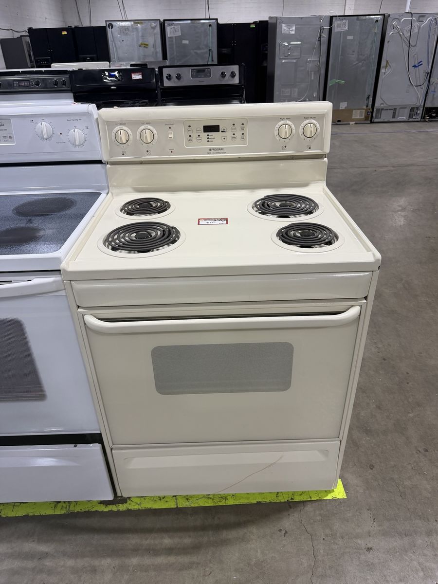 Frigidaire Electric Range Oven - 30" Cream/Bisque, Coil Cooktop, Digital Controls