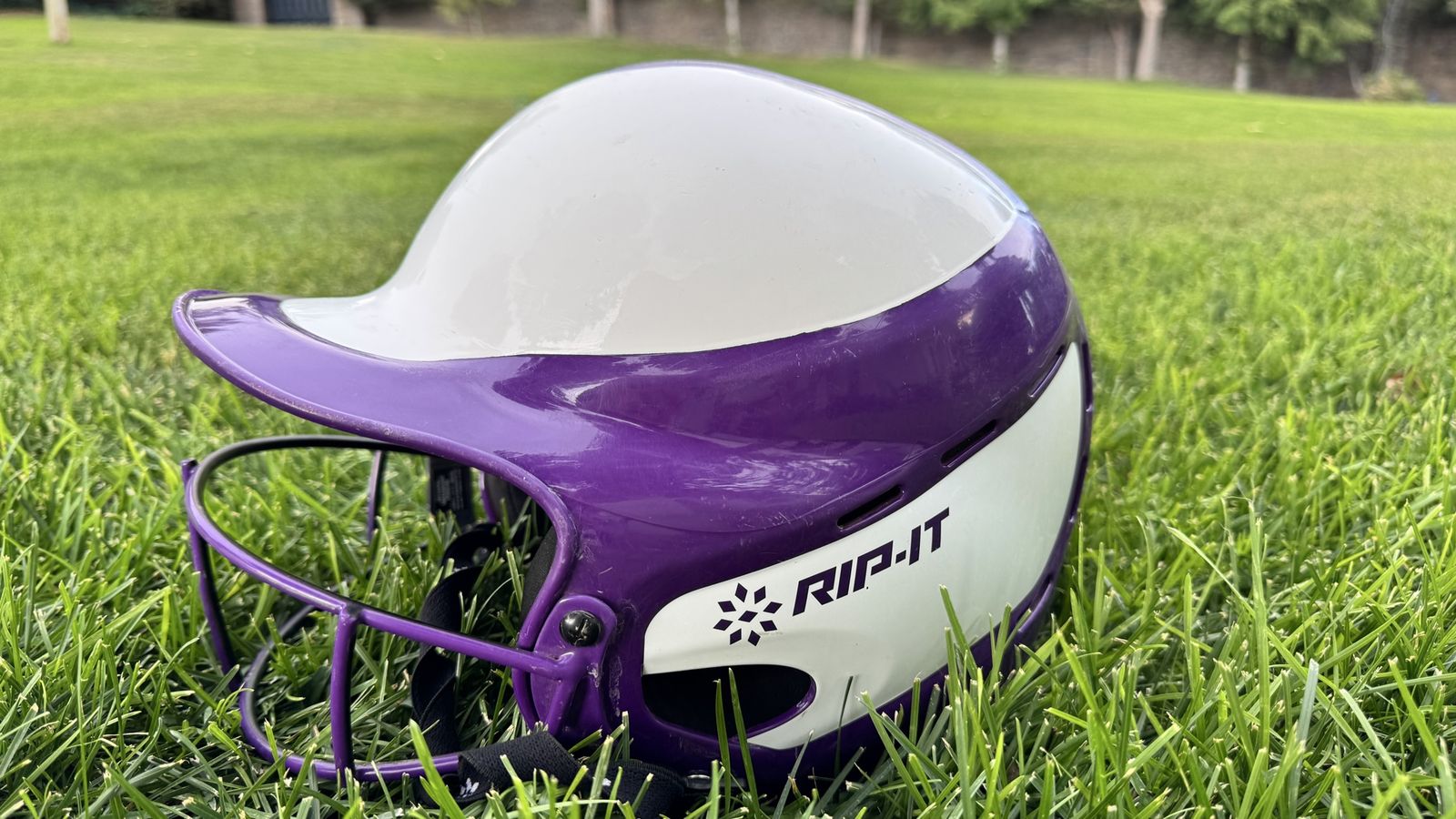 RIP-IT Softball Batting Helmet Size M/L in Purple /White with Face Guard