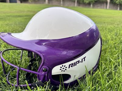 RIP-IT Softball Batting Helmet Size M/L in Purple /White with Face Guard