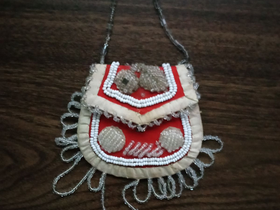 Antique native American beaded bag purse some beads missing