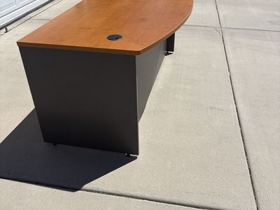 Large Cherry & Gray Conference Table/ Desk - Modern Office Furniture
