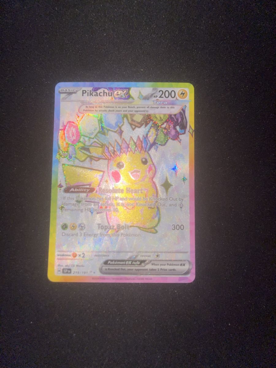 Pikachu ex 219/191 Tera Shiny Full Art Rare Pokemon Card