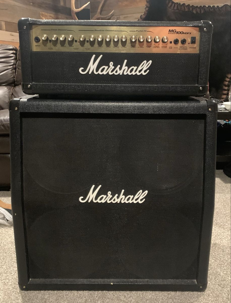 Marshall MG100HDFX 100W Guitar Amp Head and Cabinet Stack