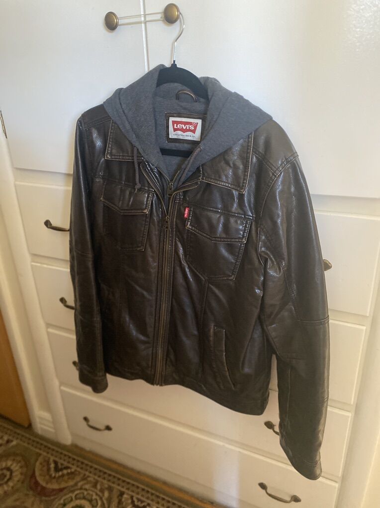 Levi's Faux Leather DarK Brown Jacket Sz S