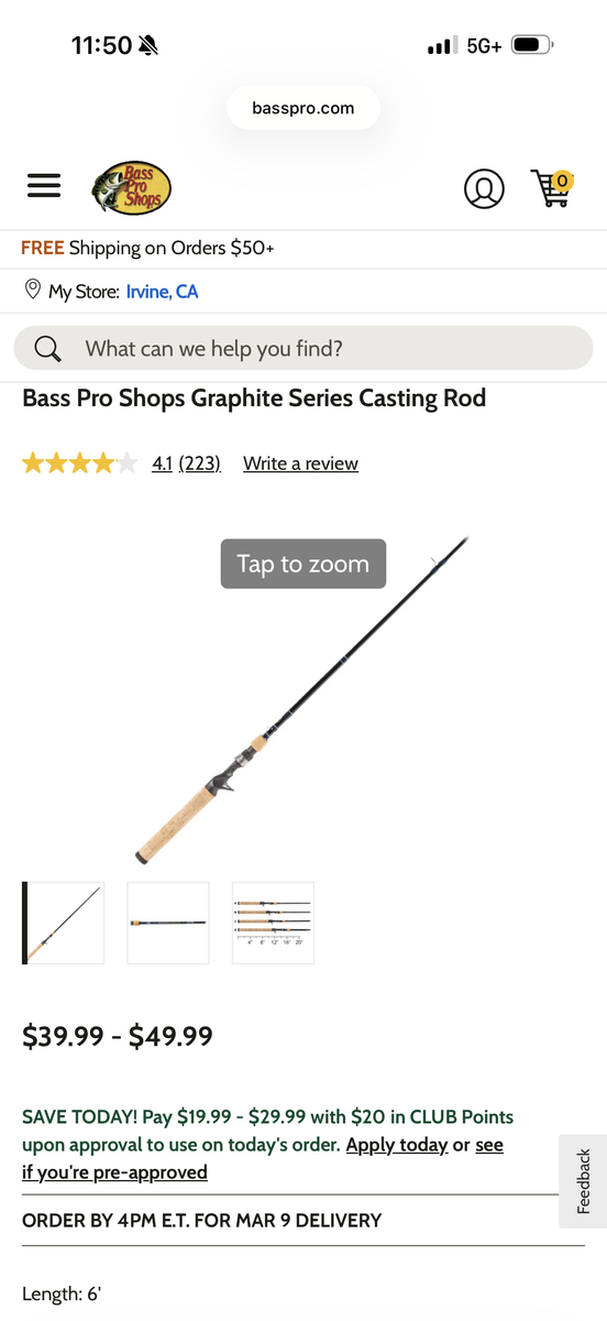 Bass Pro Graphite Series Casting Rod