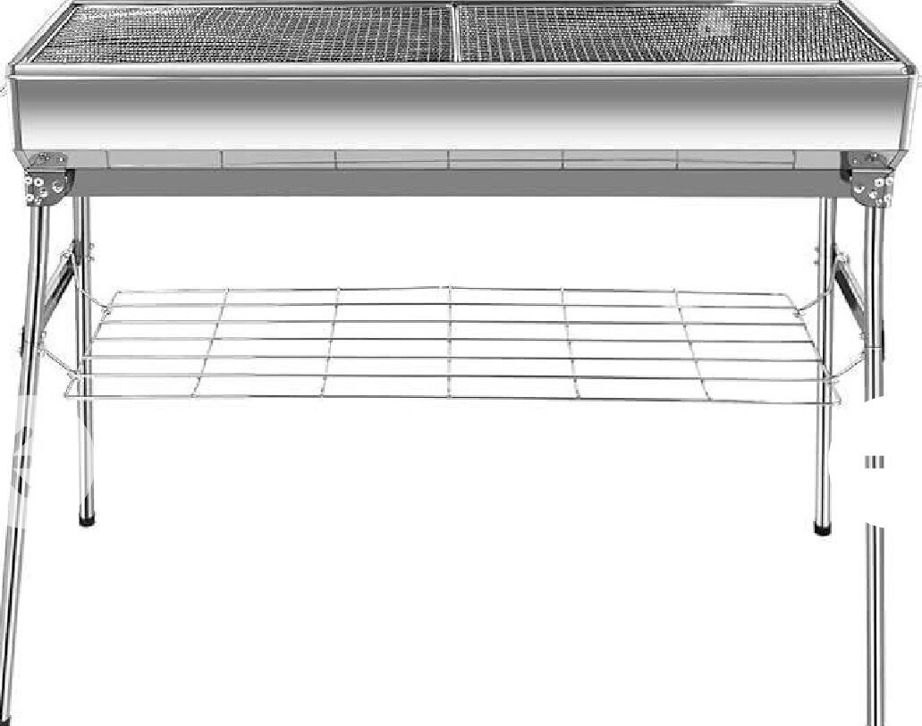 Foldable Charcoal Grill: Stainless BBQ 34x11x28in