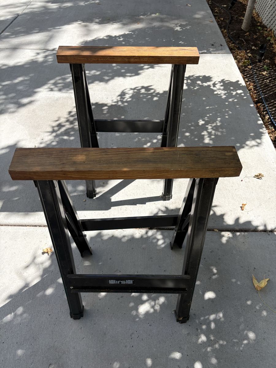 Hirsh Wood and Metal Sawhorses - Set of 2