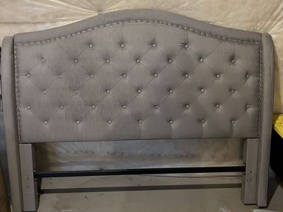 Queen Headboard: tufted gray