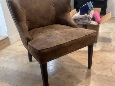Tufted Brown Accent Chair with Nailhead Trim