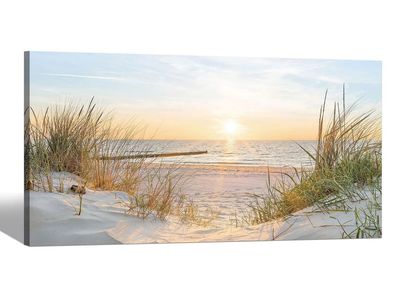 NEW 48x24 Coastal Canvas Wall Art Decor: Beach Sunset Scenes Picture Sea Ocean Artwork Seascape