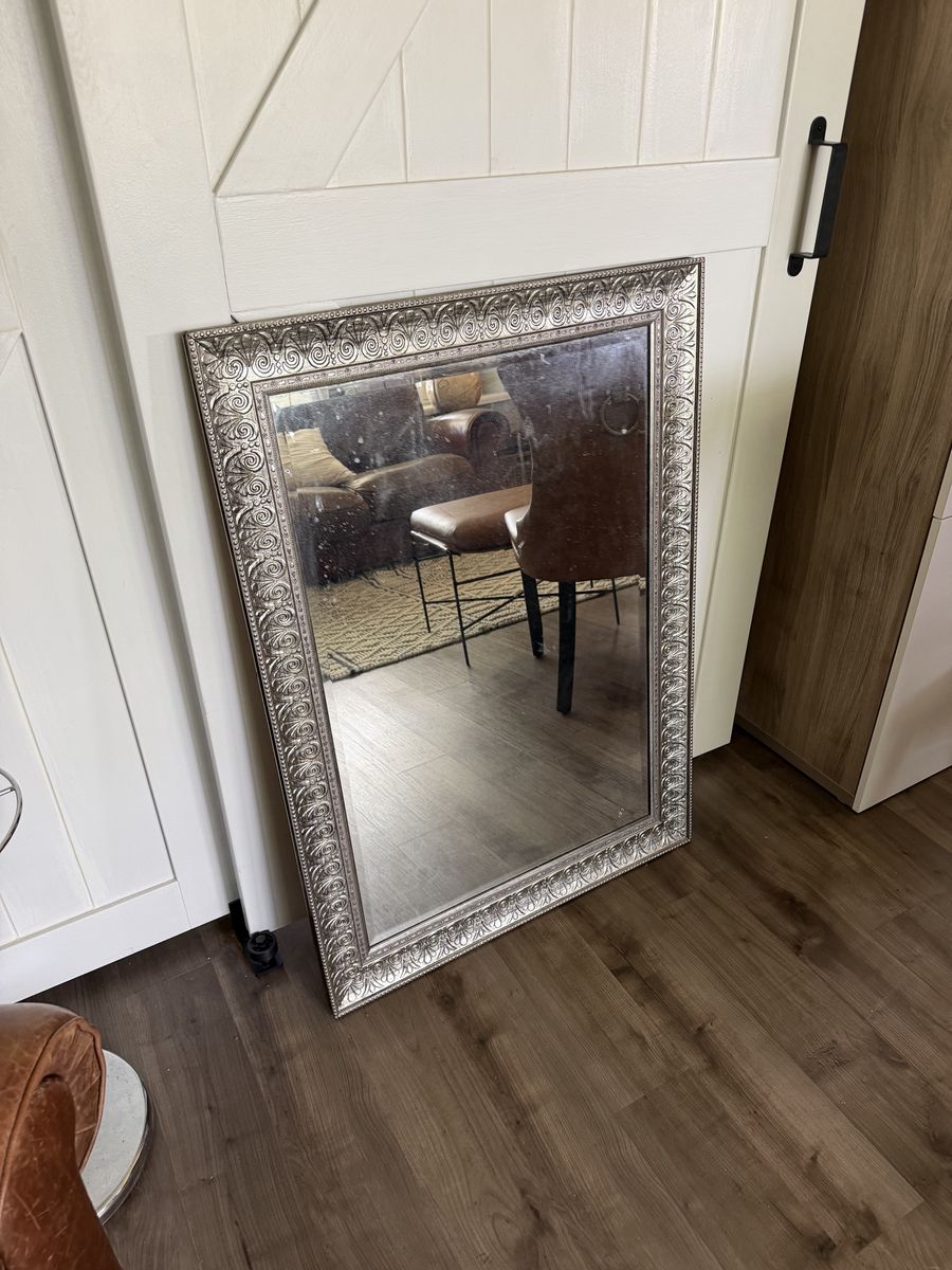Silver Ornate Frame Wall Mirror - 36" x 24" Decorative Accent