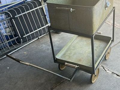 GALVENIZED METAL ROLLING PARTY BUCKET BAR CART