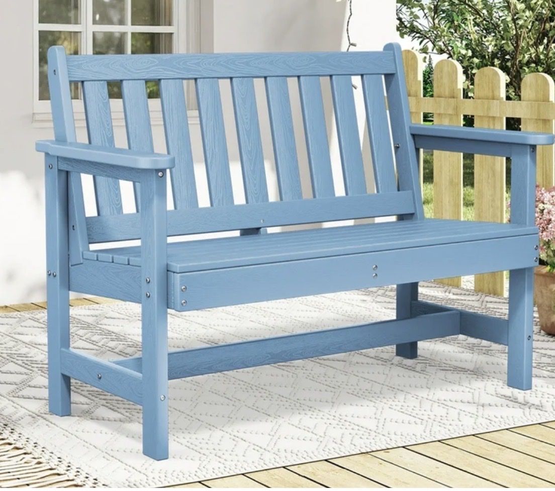 SERWALL Outdoor Bench for 2-Person, Weather-Resist