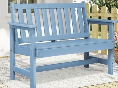 SERWALL Outdoor Bench for 2-Person, Weather-Resist
