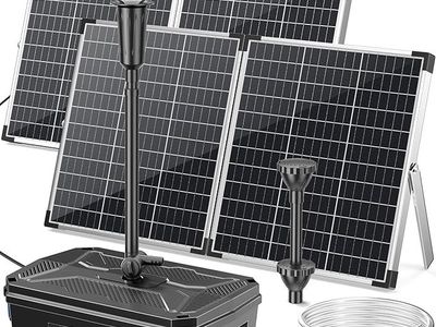 Poposoap SPF390 100W 1200GPH Solar Pond Filter Fountain