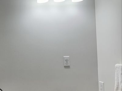 Black Vanity Light Fixture with Frosted Glass Shades (2)